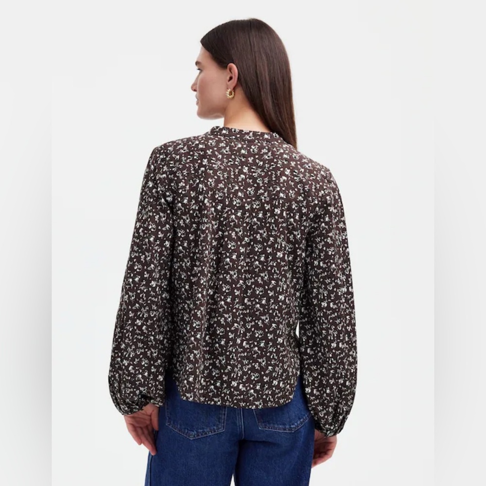 Madewell Women’s V-Neck Long Sleeve Top Dark Caron Size Medium - Picture 4 of 12
